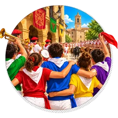 Le «peñas» con la loro divisa